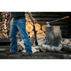 Fiskars Sapie à Long Manche, Longueur: 78 Cm, Lame En Acier Trempé/Manche Résistant En Fibre De Verre, Étui De Rangement Et De Transport Inclus, Noir/Orange, WoodXpert, XA22, 1003623 -Outil de découpe Soldes 10641653 5