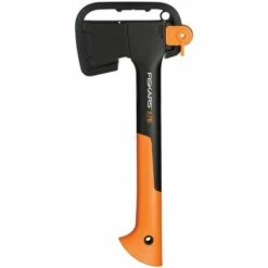 Fiskars Hachette Universelle, Étui De Rangement Et De Transport Inclus, Longueur: 35,5 Cm, Revêtement Antiadhésif, Lame En Acier Haute Qualité/Manche Résistant En Fibre De Verre, Noir/Orange, X7-XS, 1015618