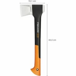FISKARS® Fiskars Hache à Fendre 1,1 Kg, Étui De Rangement Et De Transport Inclus, Longueur: 44 Cm, Revêtement Antiadhésif, Lame En Acier Haute Qualité/Manche Résistant En Fibre De Verre, Noir/Orange, X11–S, 1015640