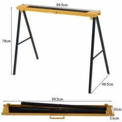 COSTWAY 2 X Tréteaux Pliables Et Portables Chevalet De Sciage En Métal Charge Max 250kg En Métal -Outil de découpe Soldes 10735908 4