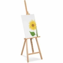 Relaxdays Chevalet, Réglable, Grand, Droit, Pour Enfants Et Adultes, Bois, Hauteur Maximale 128 Cm, De Peintre, Nature
