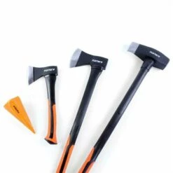 Set 4 Haches Acier Forgé FUXTEC - Hachette 36cm + Hache 69cm + Hache De Fendage 91cm + Coin Fendeur Acier 1,8kg