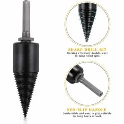 LangRay 32mm Fendeuse De Bûches Fendeuse à Bois Perceuse Robuste Perceuse Vis Cône Conducteur Feu Fendeuse De Bûches à Bois Fendage Cône De Bois Peu (petit) -Outil de découpe Soldes 29600820 4