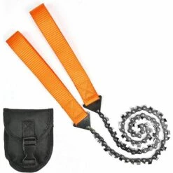 BRIDAY Scie à Main Fermeture Éclair, Portatif Tronçonneuse, Scie A Chaine 11 Dents, Tronconneuse Manuelle, Pour Le Camping En Plein Air, La Randonnée, La Chasse, Les Outils De Survie D'urgence (Orange)