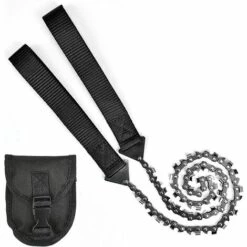 BRIDAY Scie à Main Fermeture Éclair, Portatif Tronçonneuse, Scie A Chaine 11 Dents, Tronconneuse Manuelle, Pour Le Camping En Plein Air, La Randonnée, La Chasse, Les Outils De Survie D'urgence (Noir)