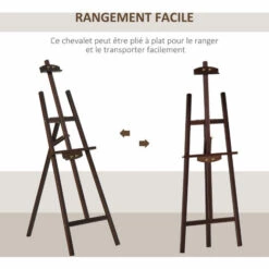 HOMCOM Chevalet D'artiste Sur Pieds Pliable Dim. 51,5L X 71,5l X 134,5H Cm Inclinaison Réglable 90° Max. Bois De Pin Coloris Noyer Foncé - Marron -Outil de découpe Soldes 37865178 4
