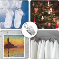 Pince à Rideau Pince à Rideau De Douche Crochet à Anneau Crochet Et Pince à Bûches 20pièces Irisfr（argent） -Outil de découpe Soldes 42998971 4