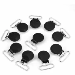 TANABATA 10 Pcs 1"pinces De Jarretelles En Métal Rond Clips De Sucette Pour Porte-sangle De Sucette Pince De Support De Jouet Bricolage Fabrication De Fournitures(Noir)