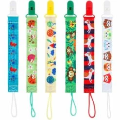 ALMI 6 Pièces Double-face Attache Tétine-unisexe Design DIY Nom De Bébé Chaîne De Sucette Multicolore