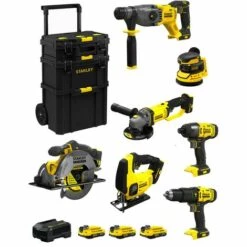 STANLEY FATMAX V20 STANLEY FatMax Kit SVK706 (SFMCH900 SFMCG400 SFMCD711 SFMCF800 SFMCS500 SFMCS600 SFMCW2203x2,0AhChargeurCaddy)