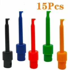15pcs Clip Crochet Multimètre, Rouge × 3 Bleu × 3 Noir × 3 Jaune × 3 × Vert × 3, Crochet Test, Pour Test électronique，Starlight -Outil de découpe Soldes 54047531 5