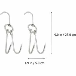 MODOU 10 Pièces Double Crochets à Viande De Grillage En Acier Inoxydable Crochet Bacon Jambons La Viande De Canard Crochet De Boucher Cuisson Fumeur Crochet Cintre Pour Barbecue Grill