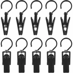 Lot DE 20 Attaches Accessoires à Crochet Triomphe- Cintres En Plastique Avec Pince Et Encoches Crochets Rotatifs Clips Pour Chaussures/Bottes Noir