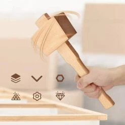 FONTAINEBLEAU Marteau à Maillet En Bois De Hêtre Avec Poignée Confortable Surface De Frappe Inclinée Marteau à Bois Pour Menuiserie Bricolage Outil De Travail Du Bois, 245 MM，Fonepro -Outil de découpe Soldes 56118337 4