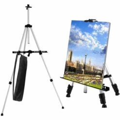 VIEWEE Chevalet De Peinture, Chevelet D’Atelier En Aluminium Léger Et Pliable, Chevalet Trépied De Campagne, Hauteur Réglable 60-162 Cm, Sac De Transport Fourni, Support De Tableau, Photo, Affichage