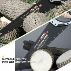 Scie à Main AIRAJ 450MM, Scie à Bois Robuste à Coupe Fine 8TPI, Flûtes à Copeaux Uniques De Type Ω, Poignée Antidérapante Confortable, Lame Tranchante Idéale Pour Couper Le Bois Et Le Jardinage, Scie D'élagage Professionnelle -Outil de découpe Soldes 59894827 5