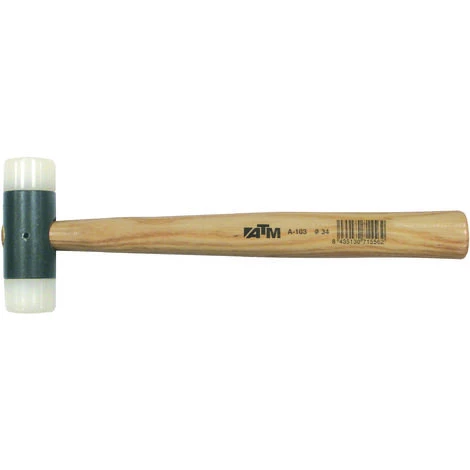 ATM A104 - Maillet Nylon Manche Bois (Ø 44 Mm, Tête 128 Mm, Longueur 350 Mm) 1 ATM A104 - Maillet Nylon Manche Bois (Ø 44 Mm, Tête 128 Mm, Longueur 350 Mm)