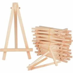 EINEMGELD (15,8 X 8,8cm) Lot De 20 Mini Bois Chevalets Triangle De Table Porte Nom Numéro Table Phtot Support Pour Decoration Table De Mariage Anniversaire Bureau