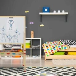 SKECTEN Tableau Enfants Double Face, Chevalet Multifonctions En Bois 57 X 55 Cm, Peinture Magnétique Pliable, Hauteur Réglable, 80-148* 57*55cm -Outil de découpe Soldes 64145986 5