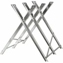 TECTAKE Chevalet à Bûches, Chevalet De Sciage, Chevalet De Tronçonnage Pliable - 3 Supports De Train - Argent