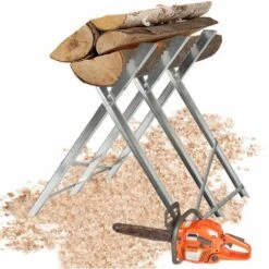 TECTAKE Chevalet à Bûches, Chevalet De Sciage, Chevalet De Tronçonnage Pliable - 3 Supports De Train - Argent -Outil de découpe Soldes 7514030 3