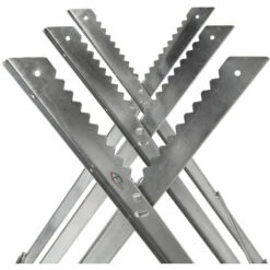 TECTAKE Chevalet à Bûches, Chevalet De Sciage, Chevalet De Tronçonnage Pliable - 3 Supports De Train - Argent -Outil de découpe Soldes 7514030 4